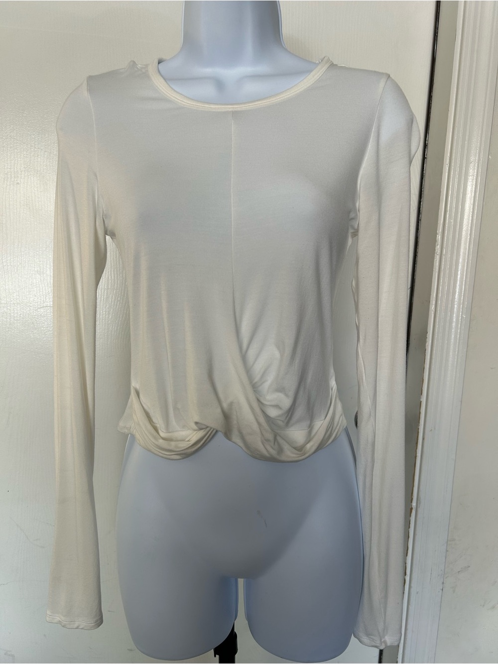 Spiritual Gangster Cream Long Sleeve Twist Front Top
